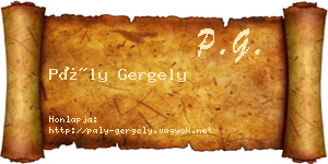 Pály Gergely névjegykártya